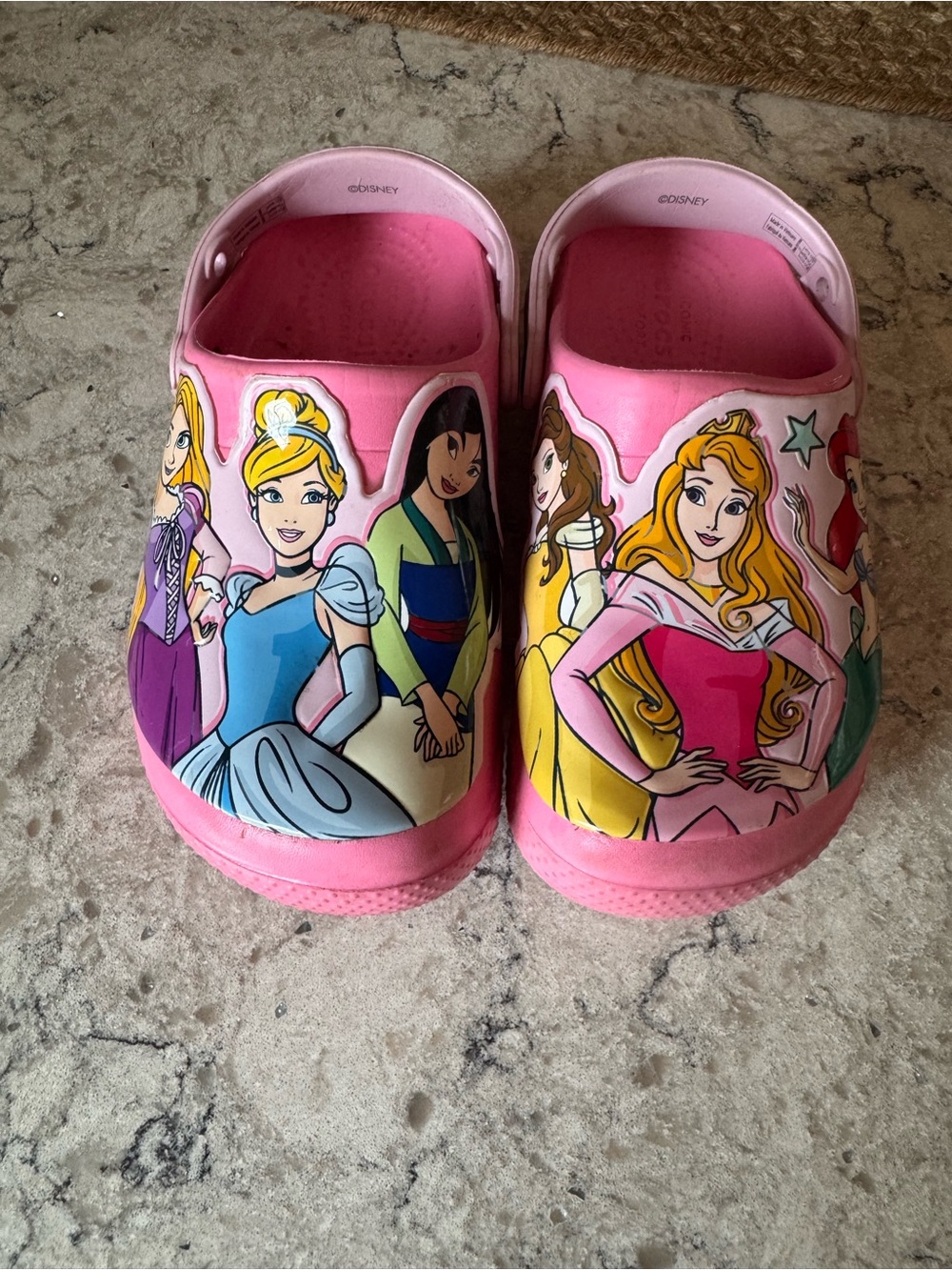 CROCS Pink Kids Slip-On Clogs with Princess Art
